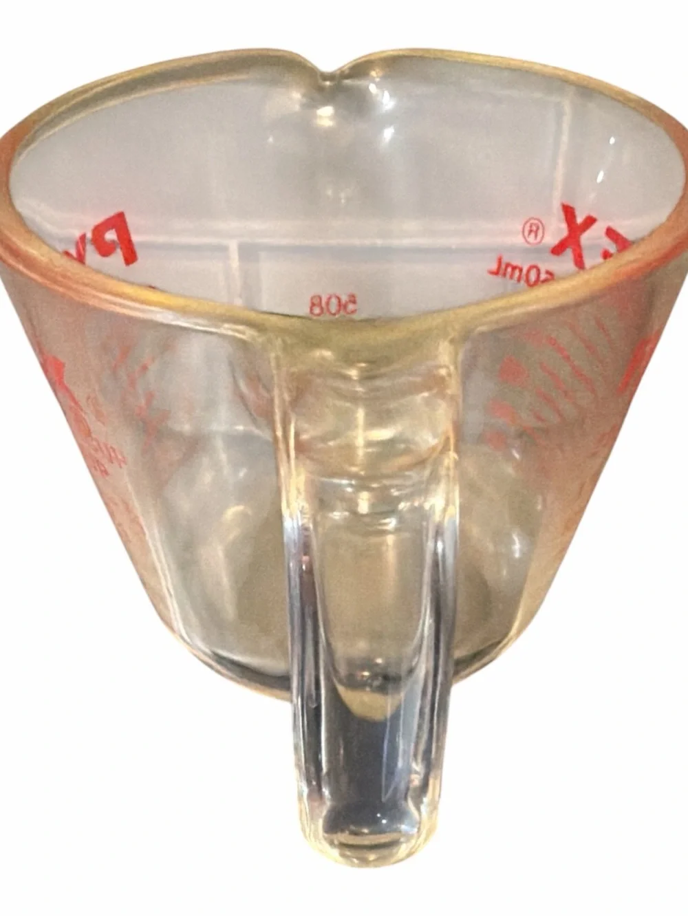 Vintage PYREX 508 borosilicate Glass 1-Cup Measuring Cup with Red Markings USA